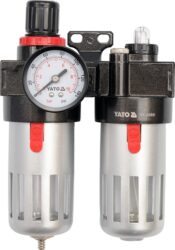 YATO YT-2385 Regulátor tlaku s filtrem 1/4"  0,93MPa (90ccm) a přimazáváním - Regulátor tlaku vzduchu s odlučovačem vody a přimazáváním oleje